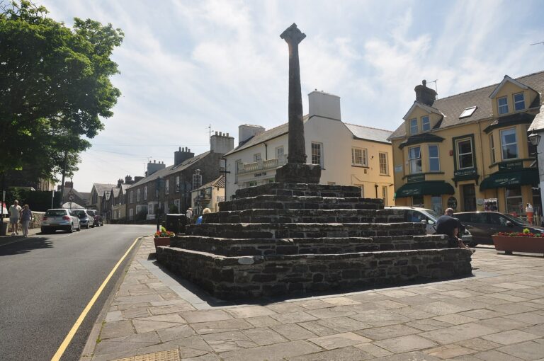 The medieval City Cross on Cross Square in the centre of St Davids